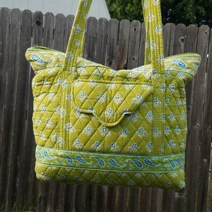 Tanya Lee Green Paisley Floral Quilted Tote Bag